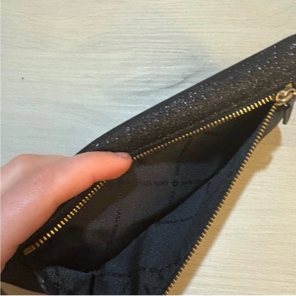 Michael Kors Black Glitter full size long clutch wallet  EUC